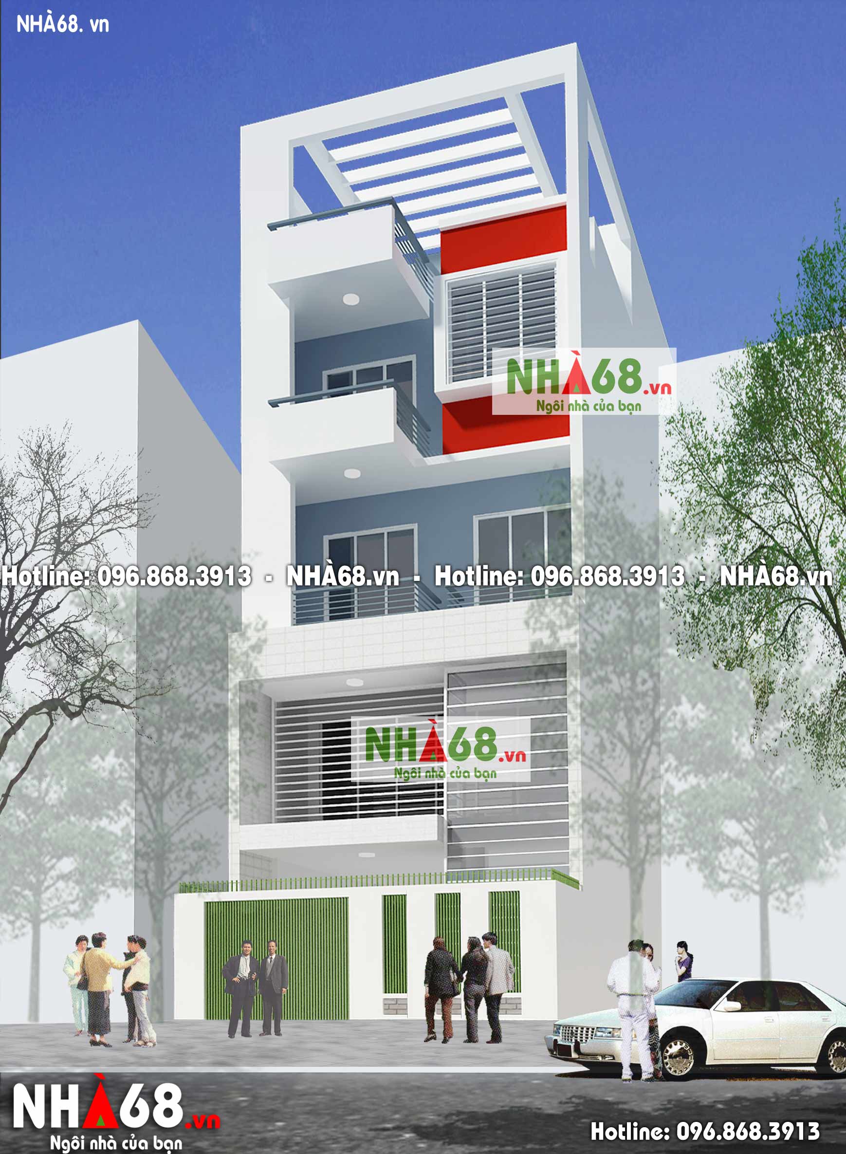 Mẫu nhà phố 4.5 tầng | 6.3m x 15m | NP68-011