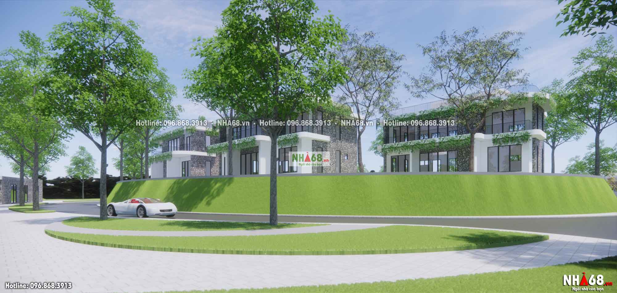 Thiết kế khu biệt thự nghỉ dưỡng trên địa hình đồi núi | Nhà 68.vn