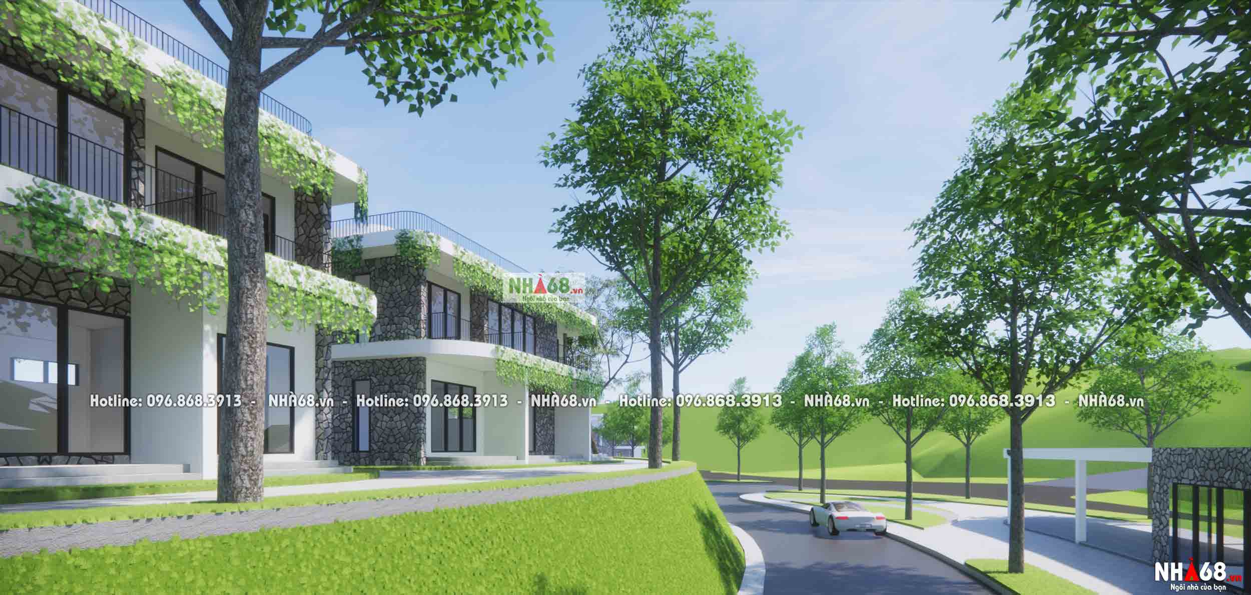 Thiết kế khu biệt thự nghỉ dưỡng trên địa hình đồi núi | Nhà 68.vn