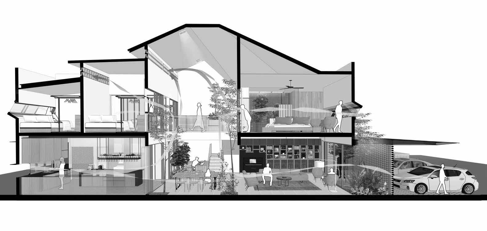 Mẫu nhà đẹp 2 tầng với vẻ đẹp hiện đại, mang tính hướng nội cho gia đình 5 thành viên | ND68-023