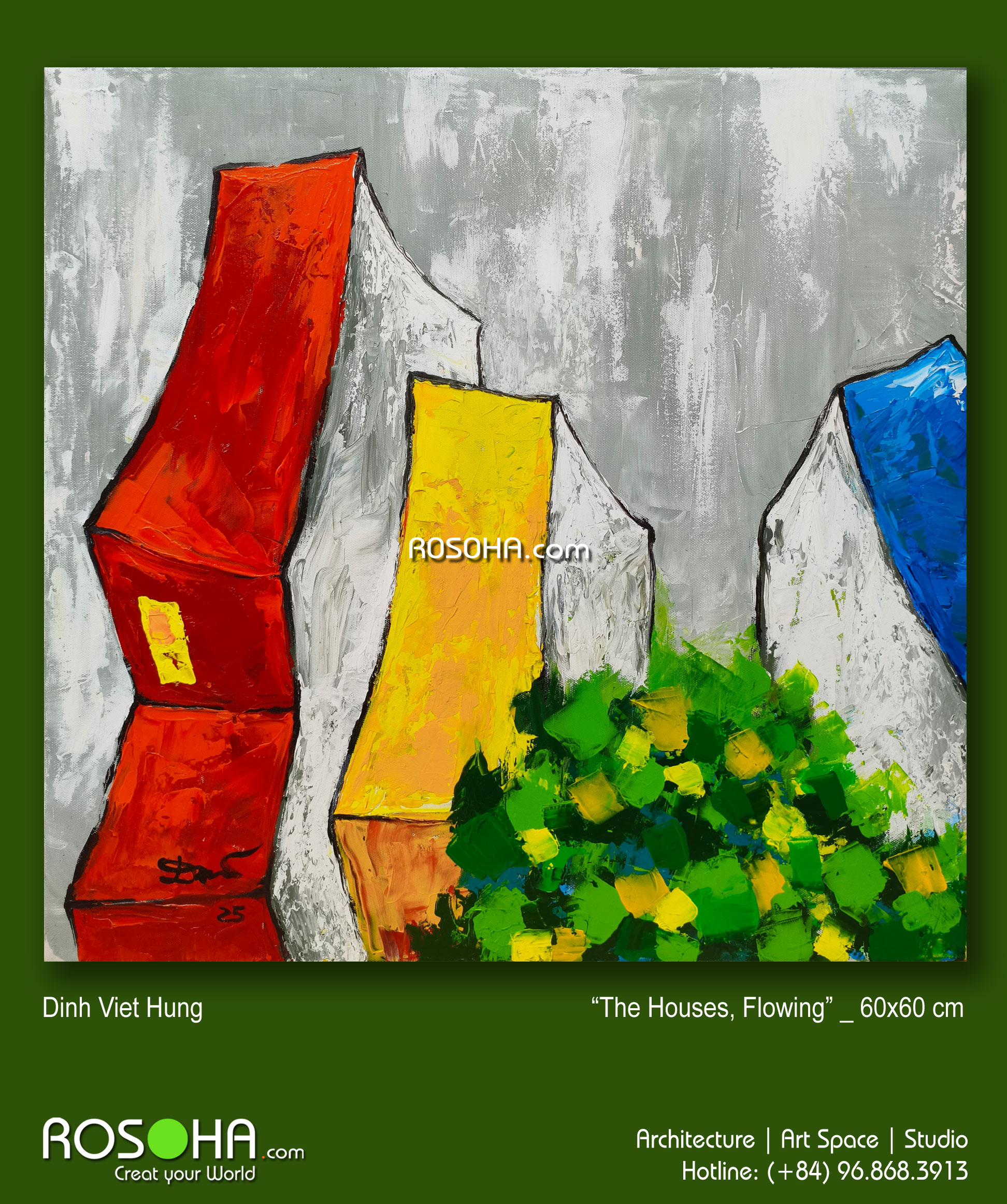 THREE HOUSES | The Houses, Flowing | Art paintings