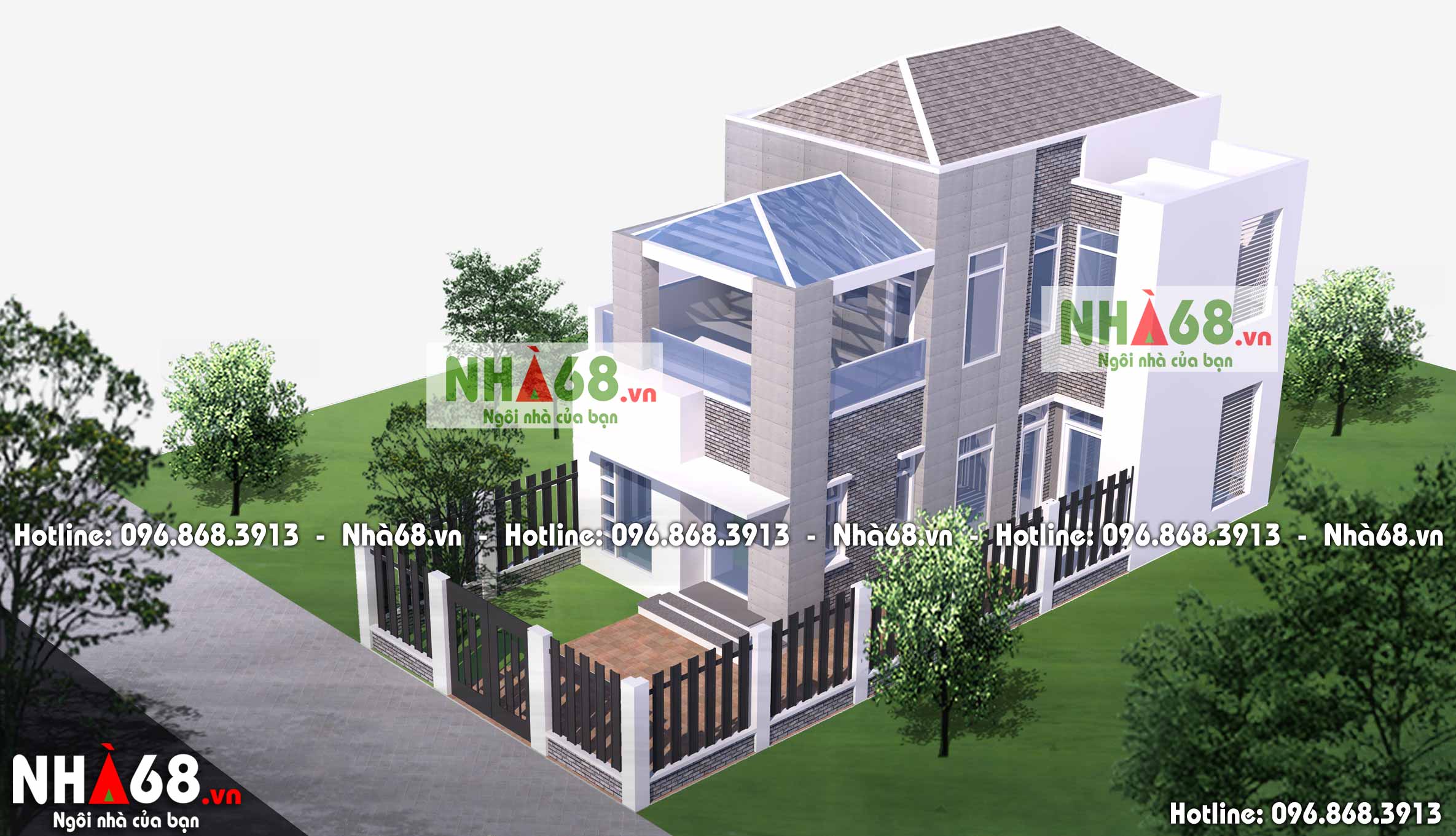 Thiết kế biệt thự 2 tầng diện tích 162 m2 | 8,5m x 19m | Nhà 68