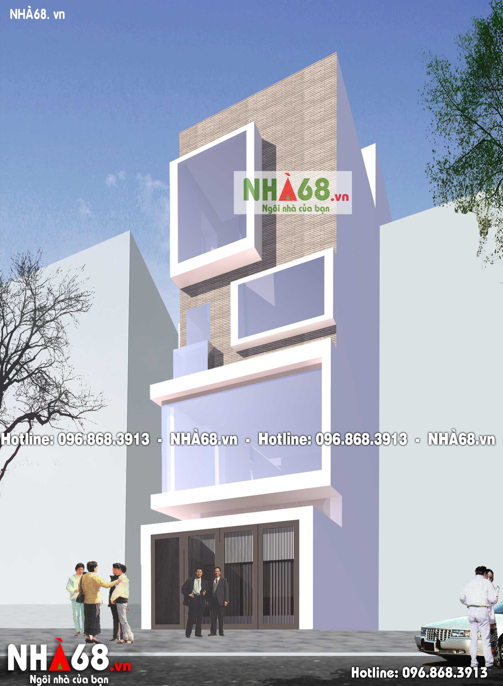 Thiết kế nhà phố 4.5 tầng kích thước 5.3m x 11m | Nhà 68