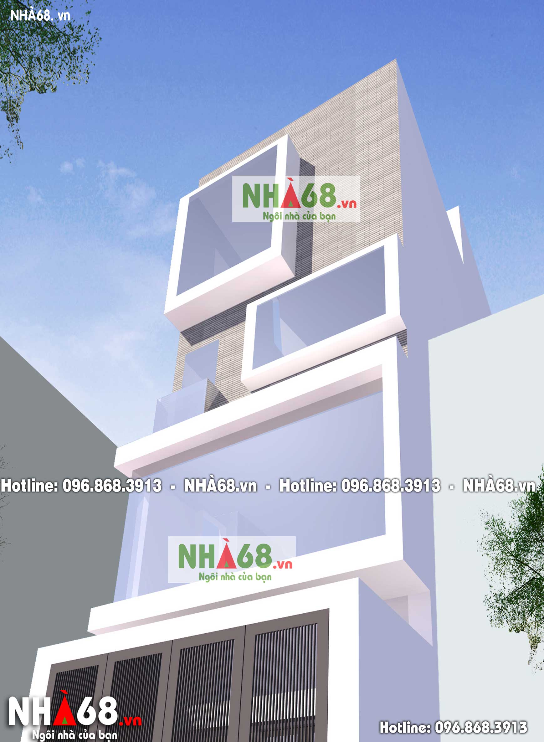 Thiết kế nhà phố 4.5 tầng kích thước 5.3m x 11m | Nhà 68