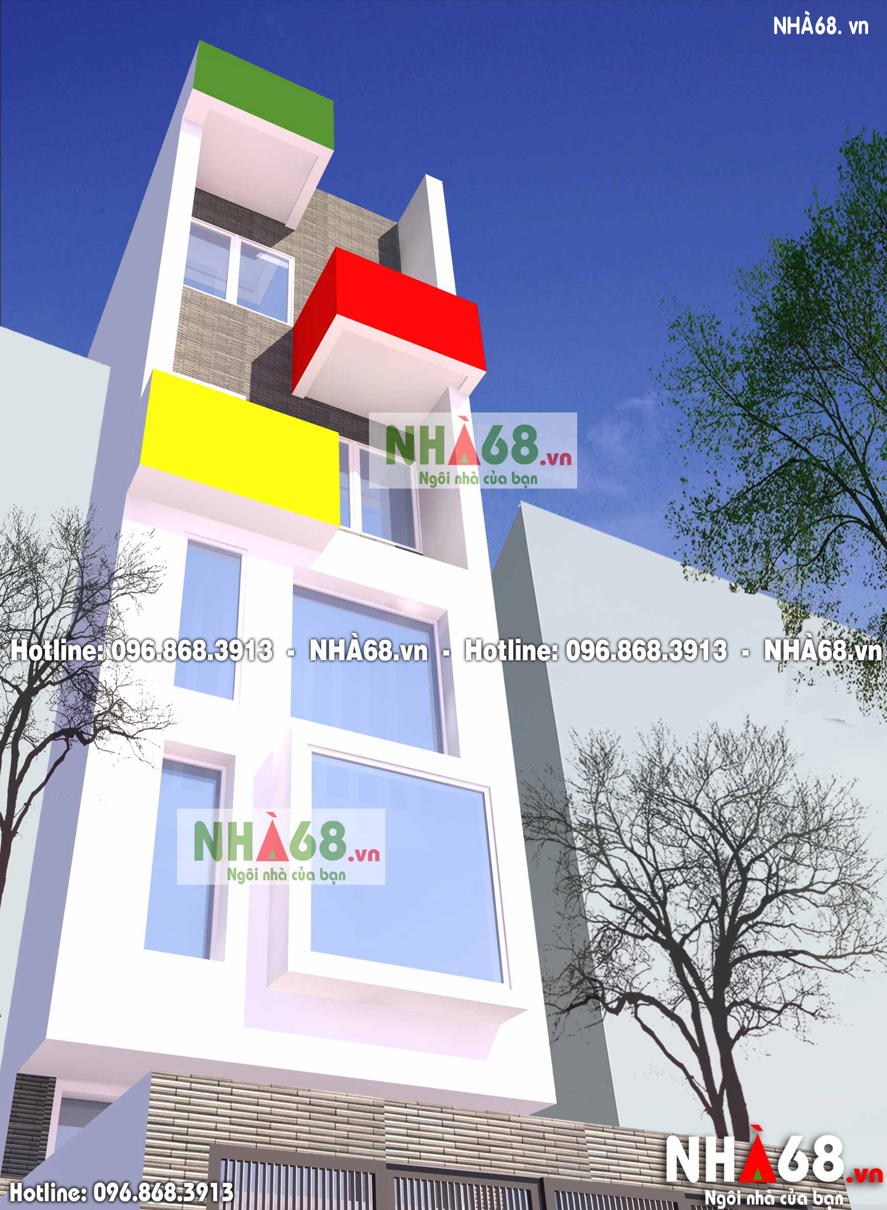 Mẫu nhà phố 5 tầng | 3.5m x 13m | NP68-010