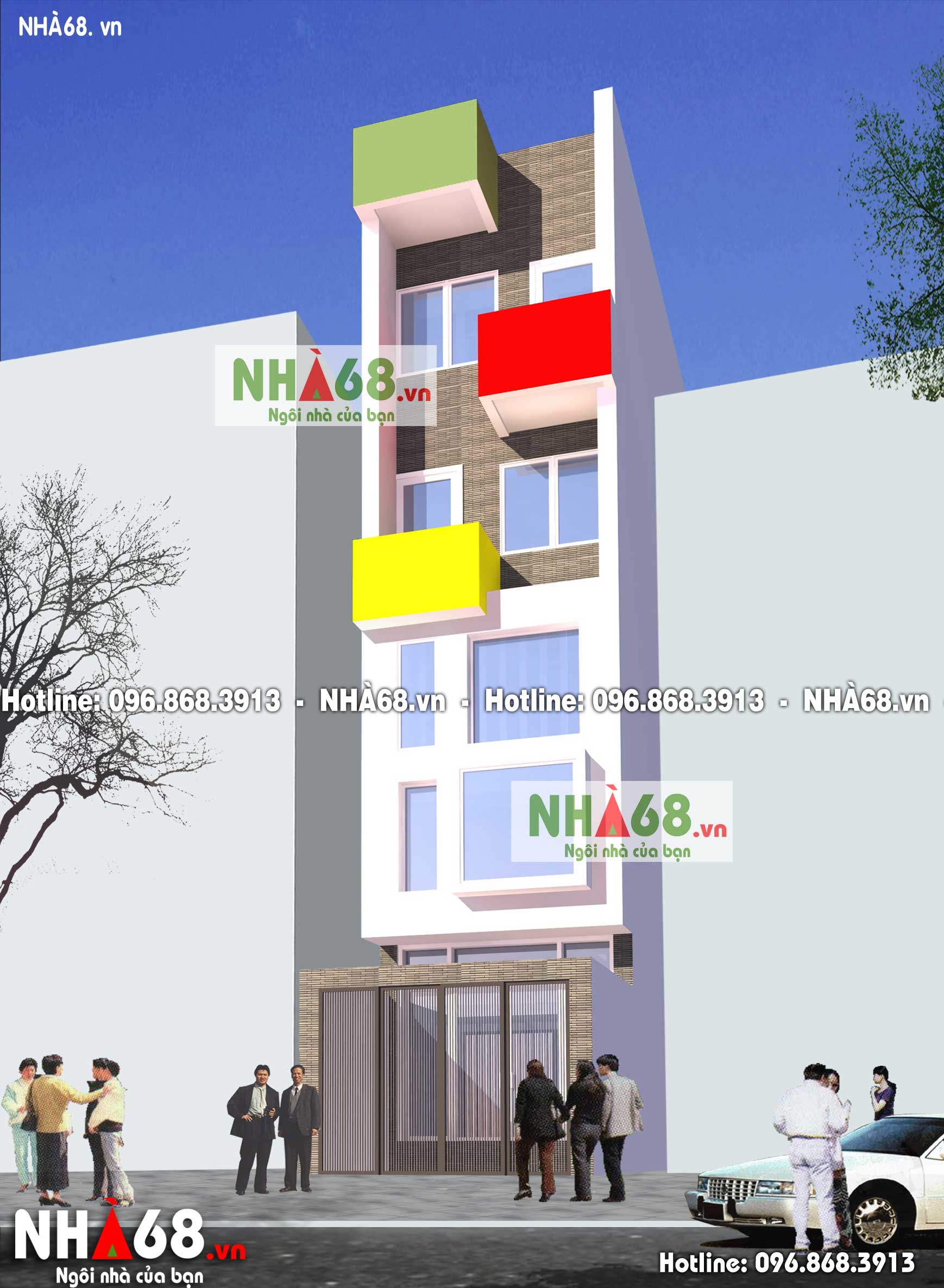 Mẫu nhà phố 5 tầng | 3.5m x 13m | NP68-010