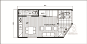 Tư vấn bài trí thiết kế nội thất cho nhà 36,4m2 vát mặt tiền