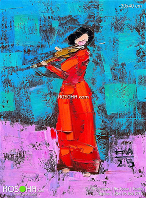 The girl with violin | Art paintings