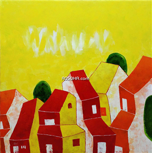 CLOUDS PASSING OVER THE STREET | The Houses, Flowing | Art paintings