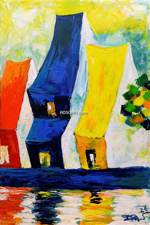 REFLECTIONS | The Houses, Flowing | Art paintings